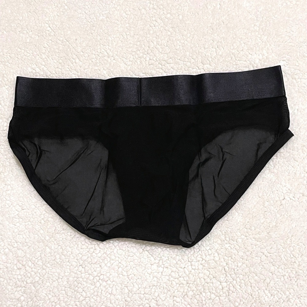 Jockmail Large (30-32) Mens Black Sheer Mesh Briefs Low Rise Underwear JM334 NEW - Picture 5 of 9
